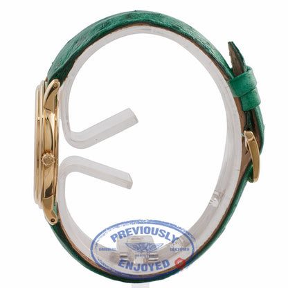 Blancpain Villeret Rose Gold Silver Dial Green Leather Strap 072.3318 XQE2XG - Beverly Hills Watch Store