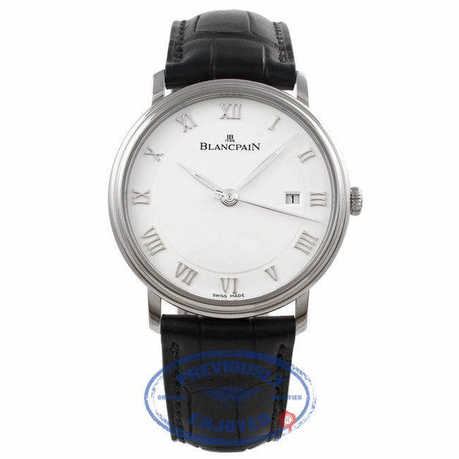 Blancpain Villeret White Dial Stainless Steel Case Silver Roman Numerals 6651-1127-55B 221TXH  - Beverly Hills Watch Company Watch Store