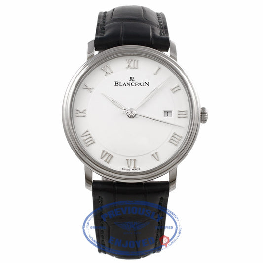 Blancpain Villeret White Dial Stainless Steel Case Silver Roman Numerals 6651-1127-55B 221TXH  - Beverly Hills Watch Company Watch Store