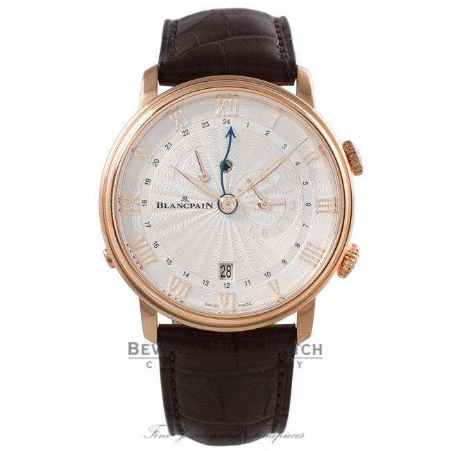 Blancpain Villeret Reveil GMT 40MM 18k Rose Gold Silver Dial 6640-3642-55B 983PJT - Beverly Hills Watch Company Watch Store