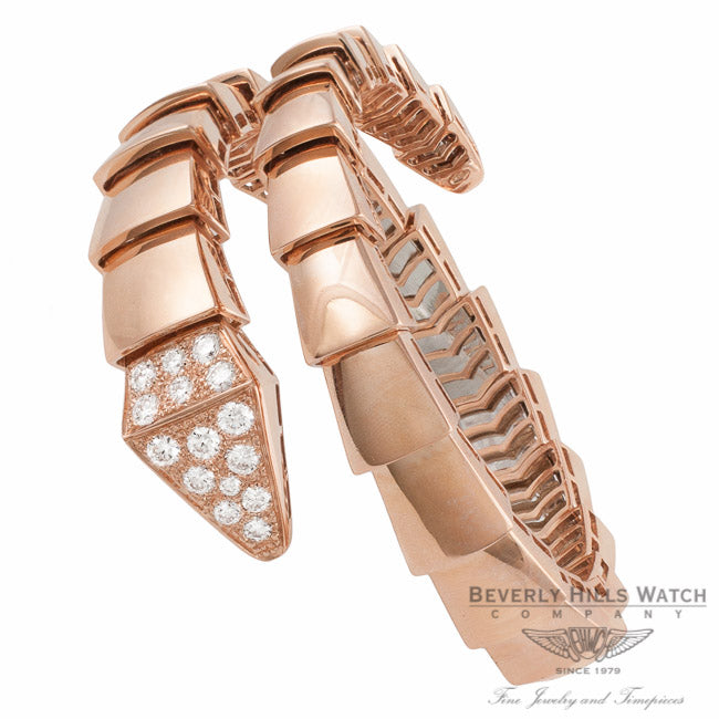 Naira & C 18k Rose Gold Snake Single Wrap Diamond Head Bracelet EF-PPFBR7292/C HWD1WP - Beverly Hills Watch Company
