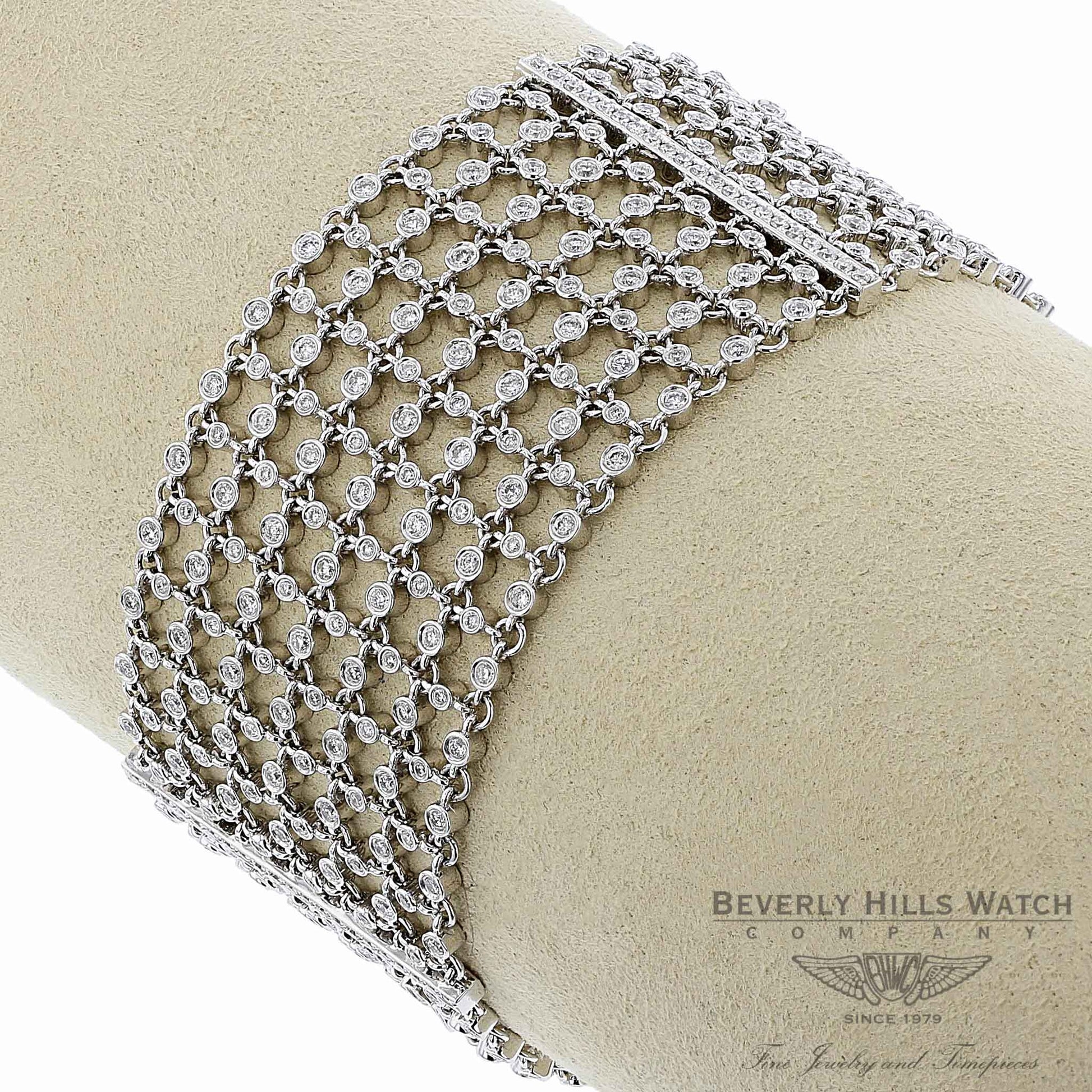 18K White Gold Diamond Mesh Bracelet 35700 GVLNKP - Beverly Hills Watch