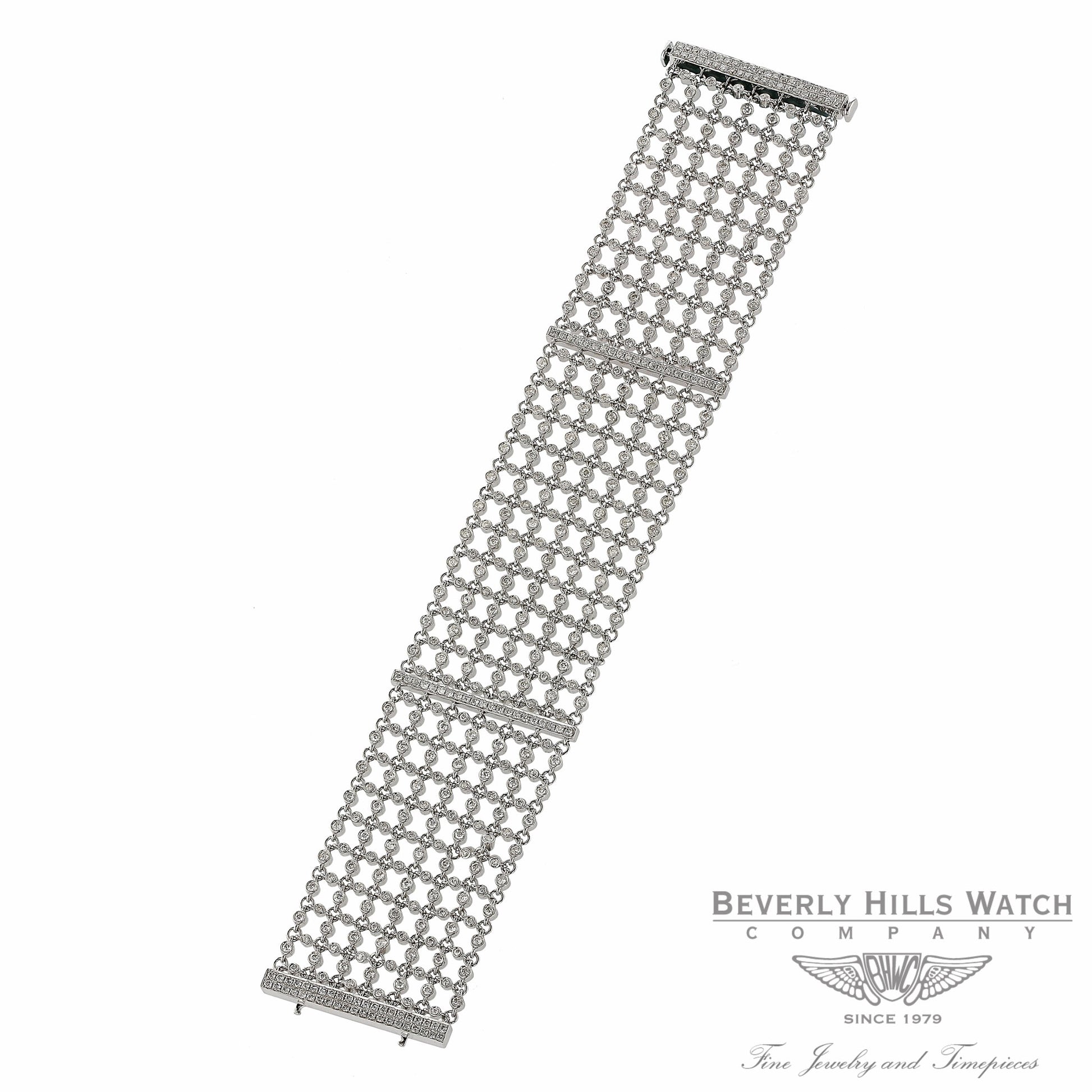 18K White Gold Diamond Mesh Bracelet 35700 GVLNKP - Beverly Hills Watch