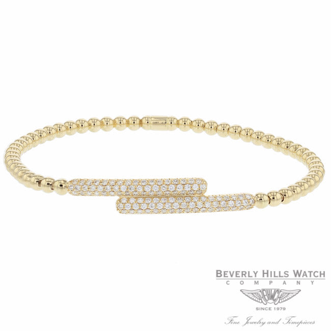 Naira & C 18k Yellow Gold stretch Cross Over Diamond Bracelet OM-PLI026/300/B TPA5K3 - Beverly Hills Jewelry Company
