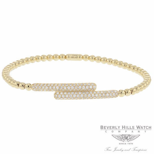 Naira & C 18k Yellow Gold stretch Cross Over Diamond Bracelet OM-PLI026/300/B TPA5K3 - Beverly Hills Jewelry Company