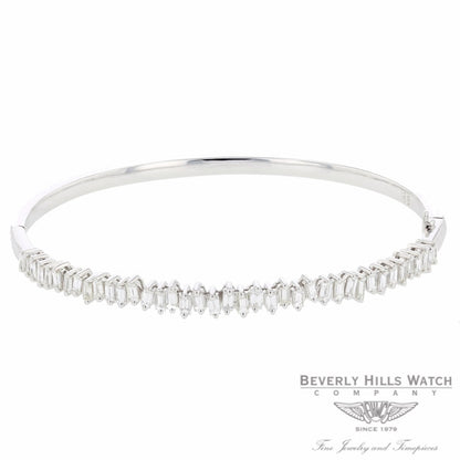 Naira & C Diamond Baguette Bangle Bracelet White Gold LDD3MZ - Beverly Hills Watch Company