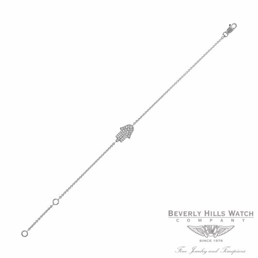 Naira & C Hamsa Diamond White Gold Bracelet PXAUQZ - Beverly Hills Jewelry Store