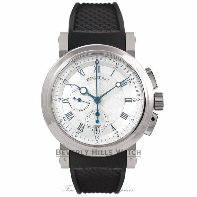 Breguet Marine 18K White Gold Chronograph Rubber Strap 5827BB/12/9Z8 6JGY4U - Beverly Hills Watch Company Watch Store