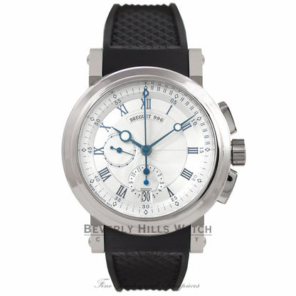 Breguet Marine 18K White Gold Chronograph Rubber Strap 5827BB/12/9Z8 6JGY4U - Beverly Hills Watch Company Watch Store
