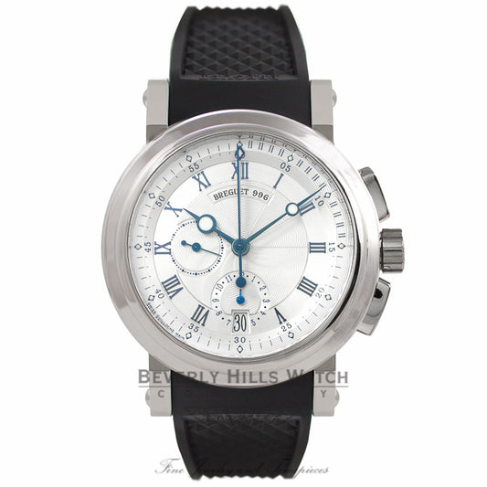 Breguet Marine 18K White Gold Chronograph Rubber Strap 5827BB/12/9Z8 6JGY4U - Beverly Hills Watch Company Watch Store