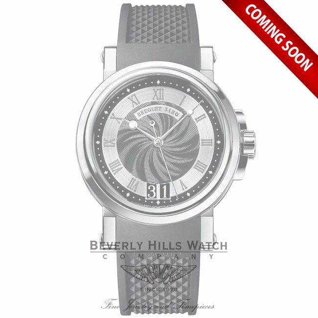 Breguet Marine 39mm Big Date Black Dial Black Rubber Strap Watch 5817ST/92/5V8 6A47FU - Beverly Hills Watch Company