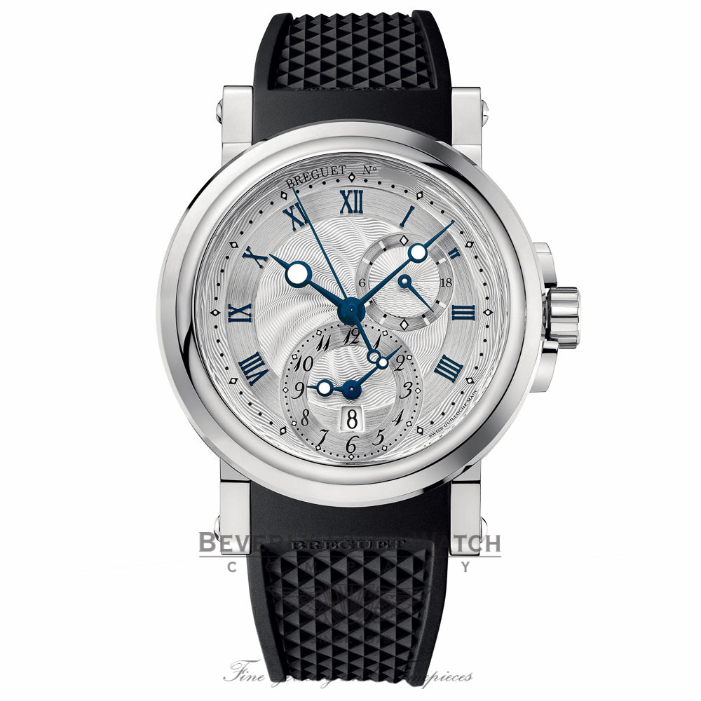 Breguet Marine Dual Time Silver Dial Black Rubber 5857ST/12/5ZU NLYZZ9 - Beverly Hills Watch