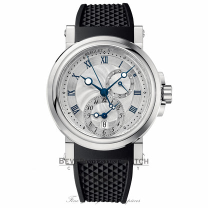 Breguet Marine Dual Time Silver Dial Black Rubber 5857ST/12/5ZU NLYZZ9 - Beverly Hills Watch