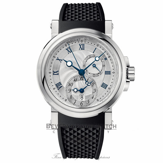 Breguet Marine Dual Time Silver Dial Black Rubber 5857ST/12/5ZU NLYZZ9 - Beverly Hills Watch