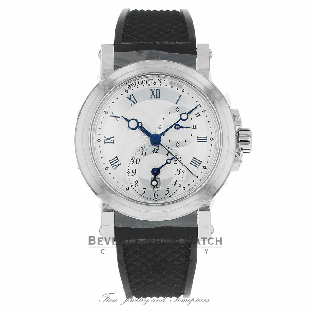 Breguet Marine Dual Time Silver Dial Black Rubber 5857ST/12/5ZU NLYZZ9 - Beverly Hills Watch