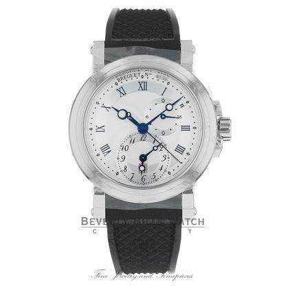 Breguet Marine Dual Time Silver Dial Black Rubber 5857ST/12/5ZU NLYZZ9 - Beverly Hills Watch