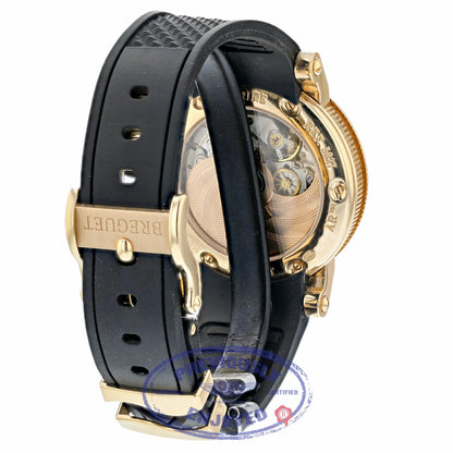 Breguet Marine Chronograph 18k Rose Gold Black Dial Rubber Strap 5827BR/Z2/5ZU