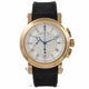 Breguet Marine Chronograph 18K Yellow Gold Case Rubber Strap Deployment Buckle Chronograph Silver Dial Watch 5827BA125ZU Beverly Hills Watch Company Watch Store