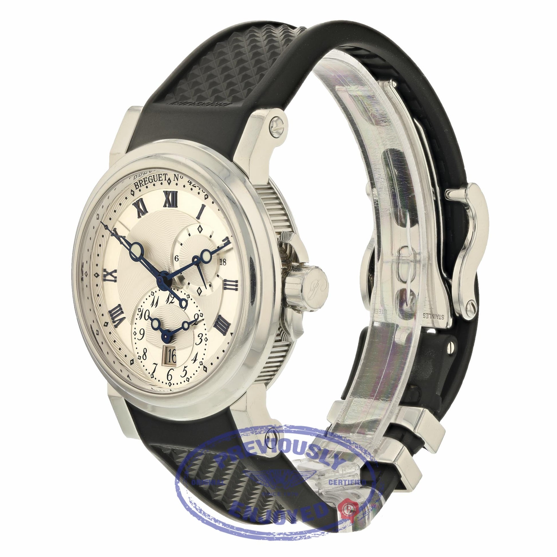 Breguet Marine Dual Time Stainless Steel 42mm Silver Dial 5857ST/12/5ZU UHCDDE - Beverly Hills Watch