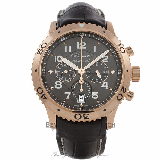Breguet Transatlantique Type XXI Flyback Chronograph 42mm 18k Rose Gold Ruthenium Dial 3810BR/929/Z WVH4FH - Beverly Hills Watch Company Watch Store