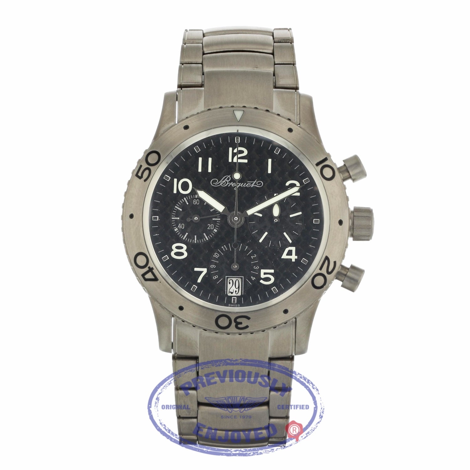 Breguet Type XX Transatlantique Automatic 39.5mm Titanium Chronograph Black Dial Arabic Numerals 3820TI/K2/TW9 E8H4PQ - Beverly Hills Watch