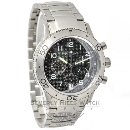 BREGUET TYPE XX TRANSATLANTIQUE 39mm Titanium Case/Bracelet Black Carbon Fiber Dial Watch 3820TI-K2-TW Beverly Hills Watch Company Watches