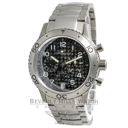 BREGUET TYPE XX TRANSATLANTIQUE 39mm Titanium Case/Bracelet Black Carbon Fiber Dial Watch 3820TI-K2-TW Beverly Hills Watch Company Watches