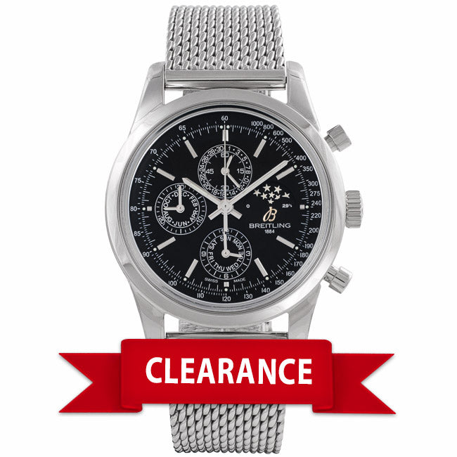 Breitling Transocean Chronograph 1461 Stainless Steel Black Dial A1931012/BB68 - Beverly Hills Watch Company Watch Store