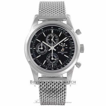 Breitling Transocean Chronograph 1461 Stainless Steel Black Dial A1931012/BB68 - Beverly Hills Watch Company Watch Store