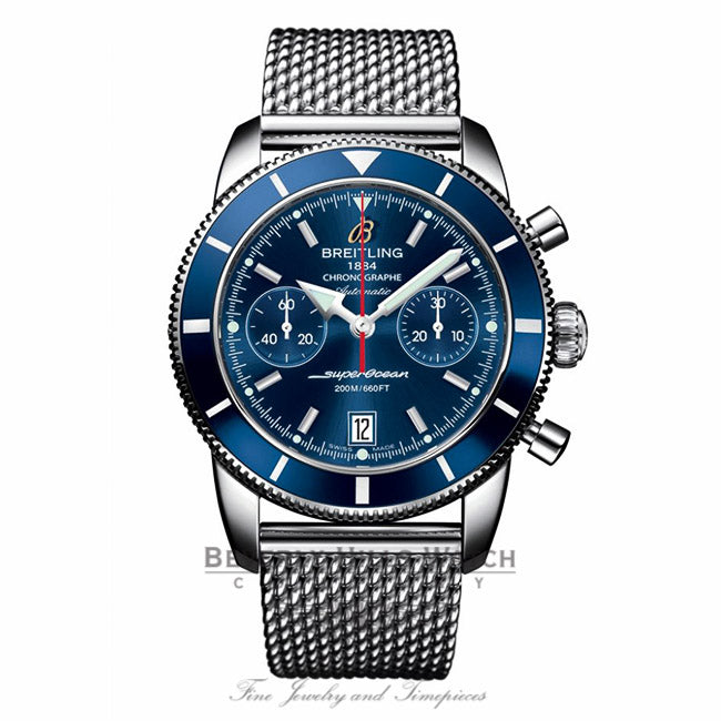 Breitling Superocean Heritage Chronograph Blue Dial Stainless Steel Blue Bezel A2337016/C856 T6XLYX - Beverly Hills Watch Company Watch Store