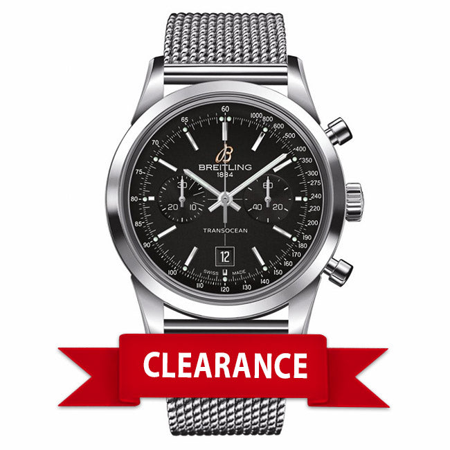 Breitling Transocean Chronograph 38 Stainless Steel Black Dial A4131012/BC06 PUJLCJ - Beverly Hills Watch Company Watch Store