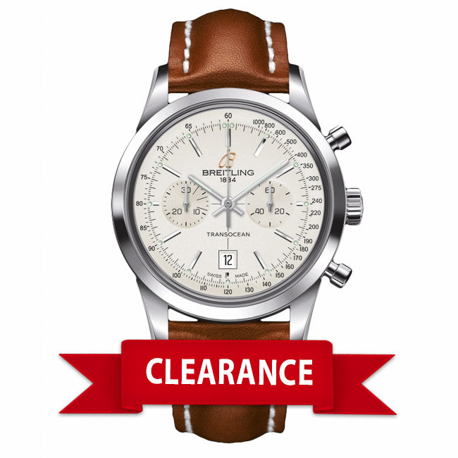Breitling Transocean Chronograph 38 Stainless Steel Silver Dial A4131012/G757 - Beverly Hills Watch Company Watch Store