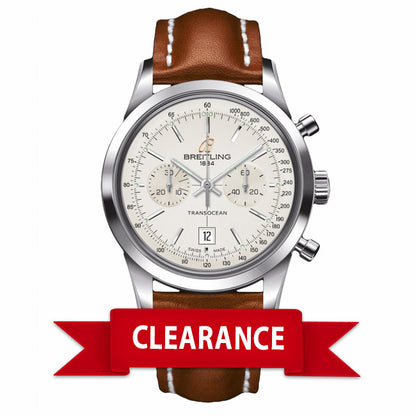 Breitling Transocean Chronograph 38 Stainless Steel Silver Dial A4131012/G757 - Beverly Hills Watch Company Watch Store