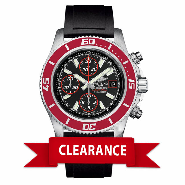 Breitling Aeromarine Superocean Chronograph II Limited Edition Stainless Steel Black Dial Red Bezel Black Rubber Strap Automatic A13341X9/BA81 WXA64W - Beverly Hills Watch Company Watch Store