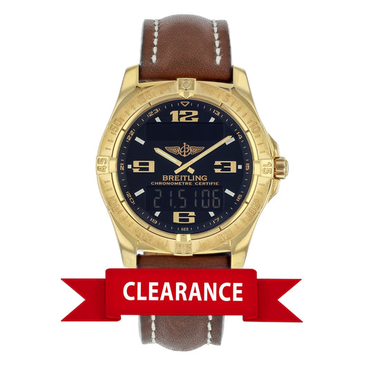 Breitling Aerospace 18k Yellow Gold Black Dial Brown Strap K7936211/B781 8263 - Beverly Hills Watch Company Watch Store