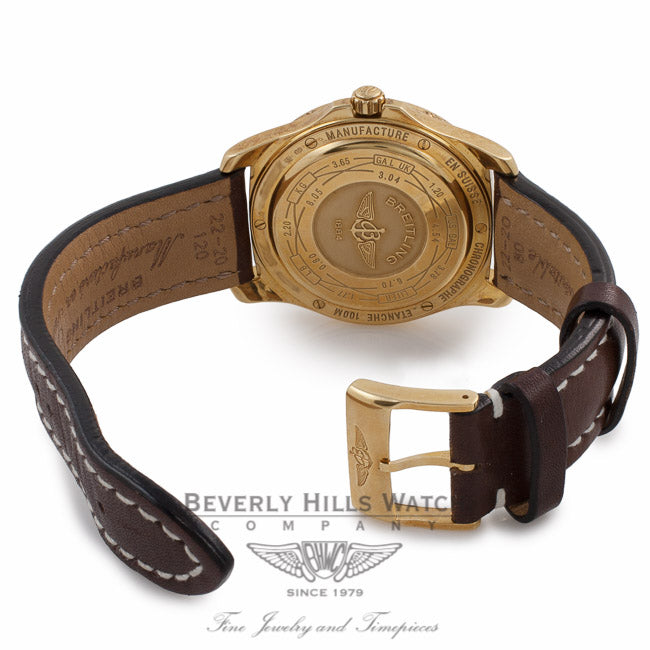 Breitling Aerospace 18k Yellow Gold Black Dial Brown Strap K7936211/B781 8263 - Beverly Hills Watch Company Watch Store