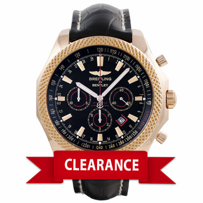 Breitling Bentley Barnato Black Dial Rose Gold Black Alligator Strap R2536824/BB12 - Beverly Hills Watch Company Watch Store