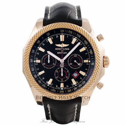 Breitling Bentley Barnato Black Dial Rose Gold Black Alligator Strap R2536824/BB12 - Beverly Hills Watch Company Watch Store
