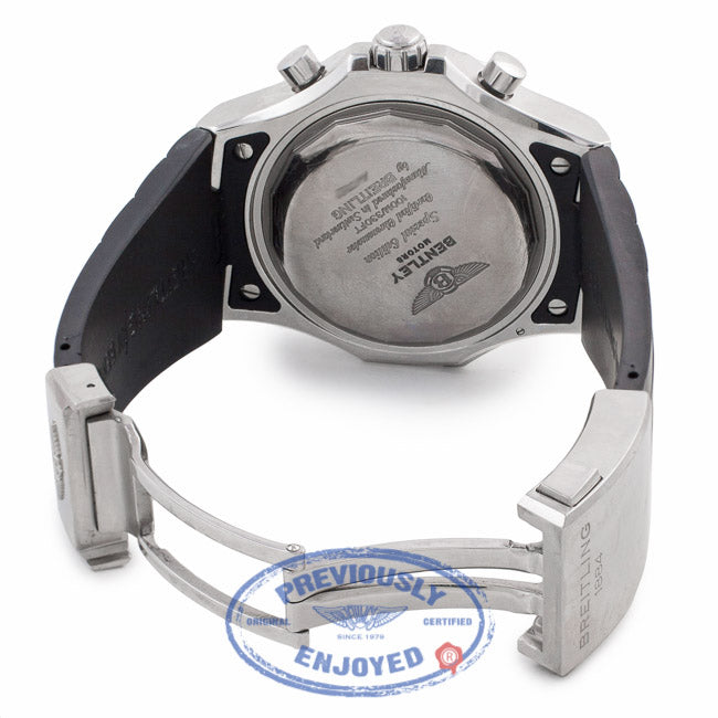 Breitling Bentley GMT Chronograph 49MM Stainless Steel Silver Dial Rubber Strap A4736212/G657 HF4M80 - Beverly Hills Watch Company Watch Store