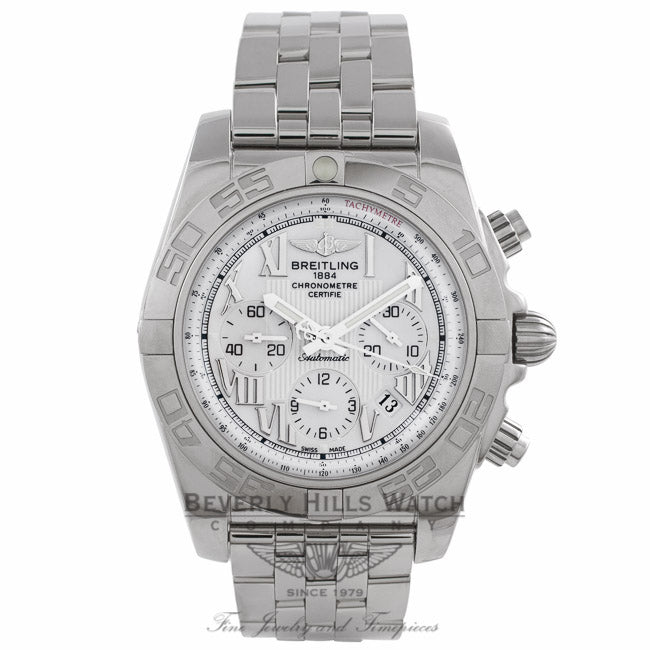 Breitling Chronomat 44 B01 Stainless Steel White Dial Bracelet AB011012/A690-SS 19212 - Beverly Hills Watch Company Watch Store