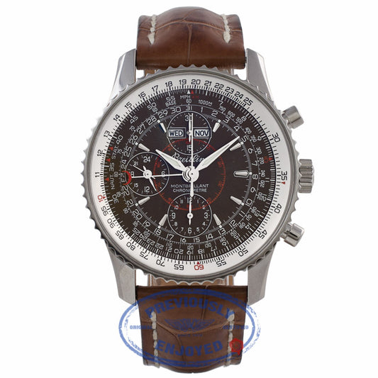 Breitling Montbrillant Datora Stainless Steel Bronze Dial 43MM Alligator Strap A2133012/Q509 KZAAL2 - Beverly Hills Watch Company