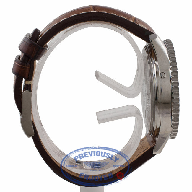 Breitling Montbrillant Datora Stainless Steel Bronze Dial 43MM Alligator Strap A2133012/Q509 KZAAL2 - Beverly Hills Watch Company