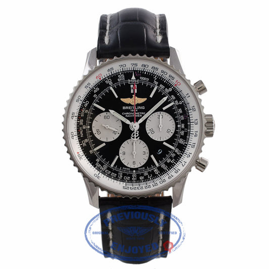Breitling Navitimer 01 Chronograph 43MM Stainless Steel Black Dial Black Leather Strap AB012012/BB01 LXHJCN - Beverly Hills Watch Company Watch Store