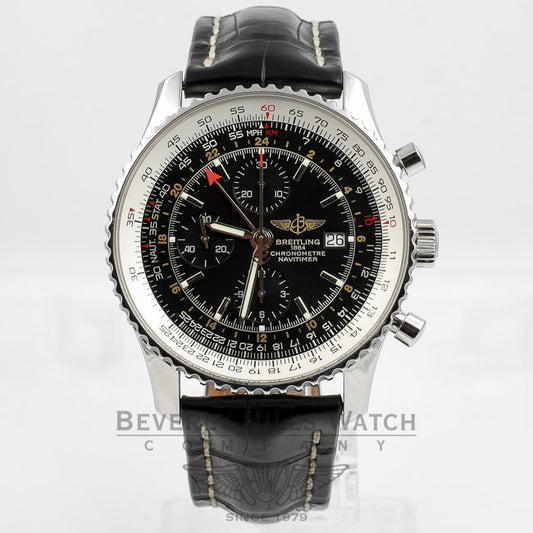 Breitling Navitimer Chronograph GMT Stainless Steel Black Dial 46mm Watch A2432212-B726 Beverly Hills Watch Company Watches