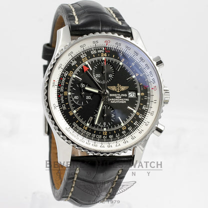 Breitling Navitimer Chronograph GMT Stainless Steel Black Dial 46mm Watch A2432212-B726 Beverly Hills Watch Company Watches