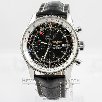 Breitling Navitimer Chronograph GMT Stainless Steel Black Dial 46mm Watch A2432212-B726 Beverly Hills Watch Company Watches