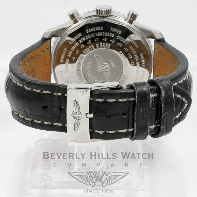 Breitling Navitimer Chronograph GMT Stainless Steel Black Dial 46mm Watch A2432212-B726 Beverly Hills Watch Company Watches