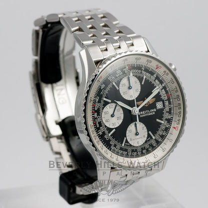 Breitling Old Navitimer Stainless Steel Bracelet Black Dial White Sub Dials Automatic Chronograph Watch A13022