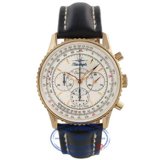 Breitling Navitimer Montbrilliant Blue Angels 38MM 18k Rose Gold Silver Dial H30030.1 EX4JNK - Beverly Hills Watch Company Watch Store