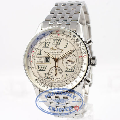 Breitling Spatiographe 42mm Chronograph 10 Minute Totalizer Stainless Steel Navitimer Bracelet White Dial Watch A36030-1 Beverly Hills Watch Company Watch Store